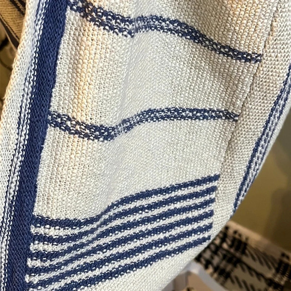 Pure Jill cotton striped blue white open front longline cardigan size medium - Picture 7 of 16